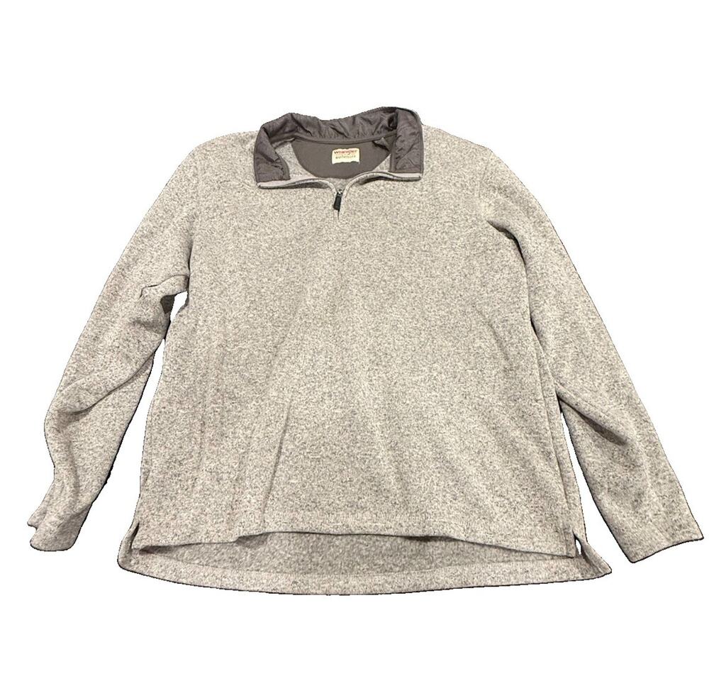 Wrangler Authentics Men's XL Gray Quarter Zip Fleece Pullover Sweater